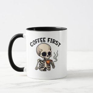 Kaffee Erste Spooky Halloween Skelett Koffein Tasse