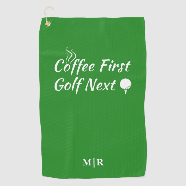 Kaffee erster Golfplatz Nächster Spaß Angebot Golfhandtuch (Vorderseite)