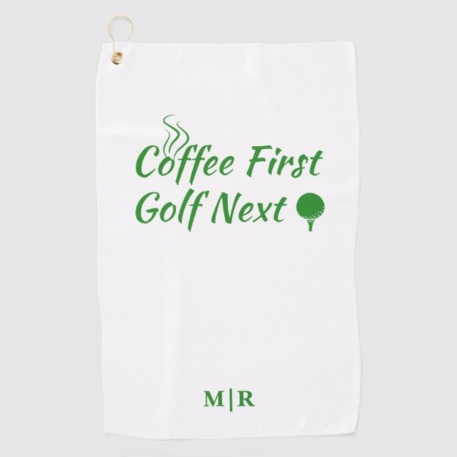 Kaffee erster Golfplatz Nächster Spaß Angebot Golfhandtuch (Vorderseite)