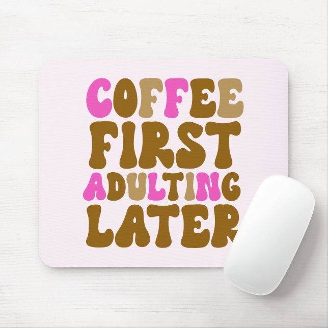 Kaffee Erwachsener später rosa braun Retro Mousepad (Mit Mouse)