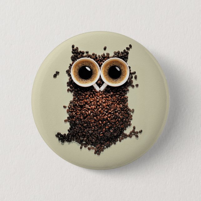 Kaffee-Eule Button (Vorderseite)