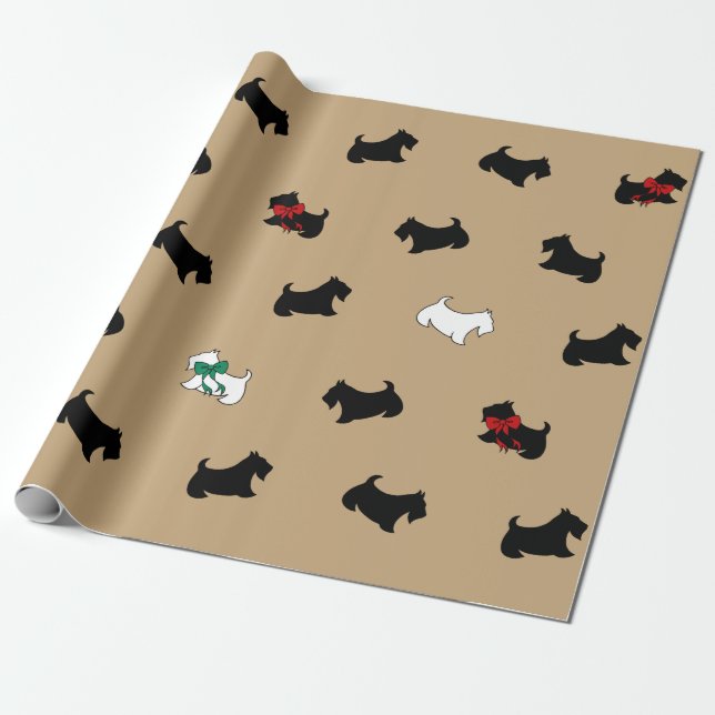 Kaffee-Farben-Schottischer-Terrier-Geschenkpapier Geschenkpapier (Ungerollt)