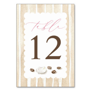 Kaffee Farben Süße Pink Beige Babyparty Tischnummer