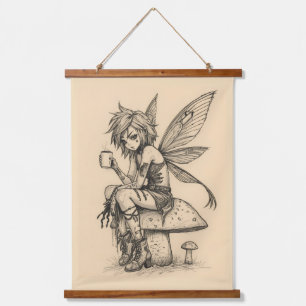 Kaffee Fee Wandteppich Mit Holzrahmen