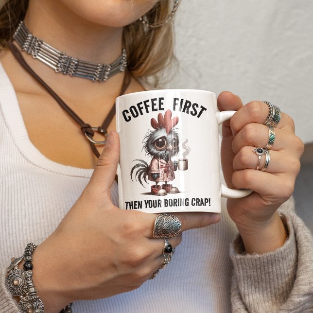 Kaffee First Meme Jumbo-Tasse (Von Creator hochgeladen)