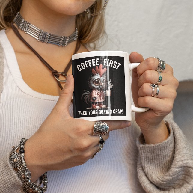 Kaffee First Meme Jumbo-Tasse (Von Creator hochgeladen)