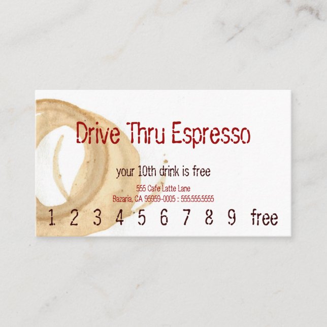 Kaffee-Fleck-Getränk-Loyalitäts-Penicillin Treuekarte (Vorderseite)