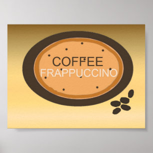 Kaffee Frappuccino Zeichen in Orange und Brown Poster