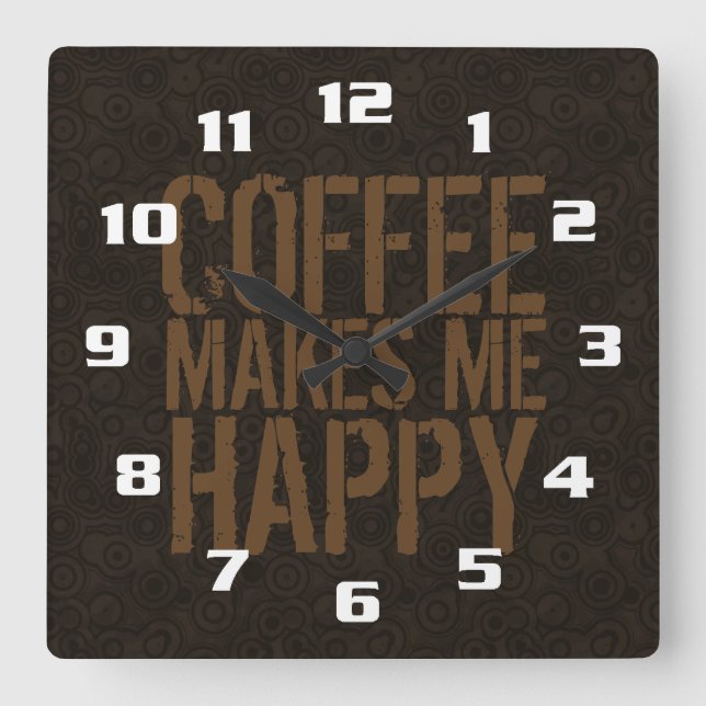 Kaffee freut mich quadratische wanduhr (Vorderseite)