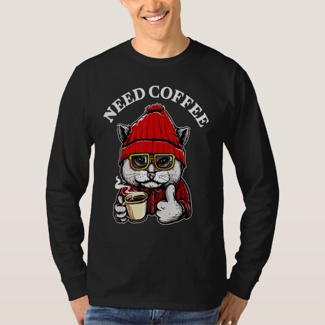 Kaffee für Katzen T-Shirt (Vorderseite)