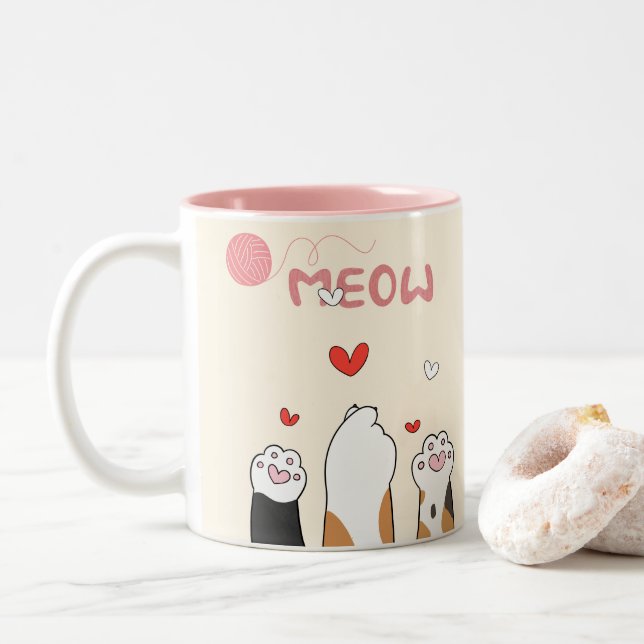 Kaffee für KatzenliebhaberMug Zweifarbige Tasse (Mit Donut)