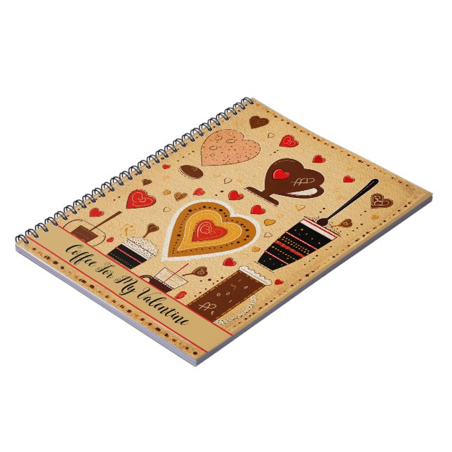 Kaffee für meinen Niedlichen Valentiner Cartoon He Notizblock (Linke Seite)