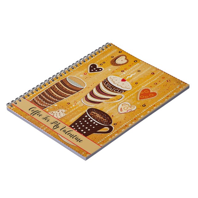 Kaffee für meinen Niedlichen Valentiner Cartoon He Notizblock (Linke Seite)