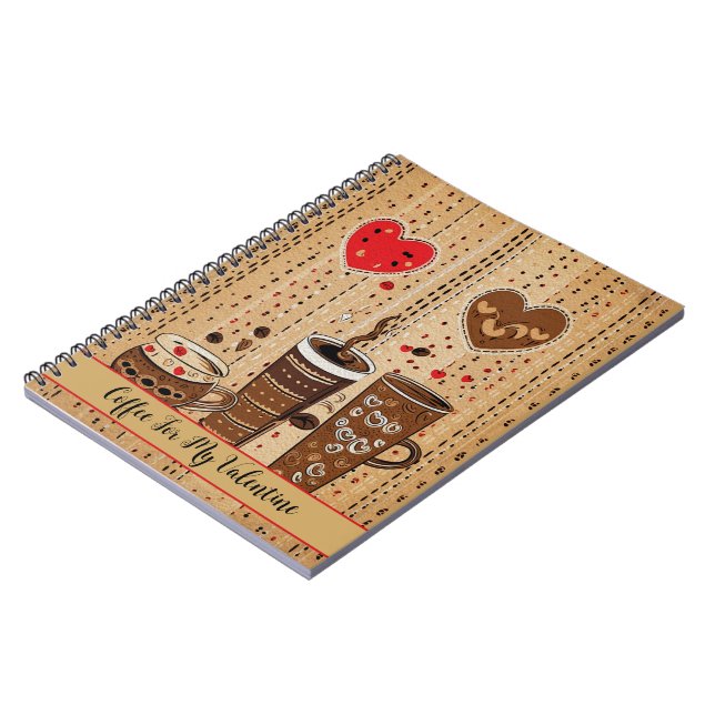 Kaffee für meinen Niedlichen Valentiner Cartoon He Notizblock (Linke Seite)