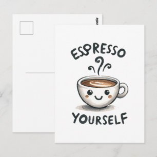 Kaffee für sich selbst postkarte