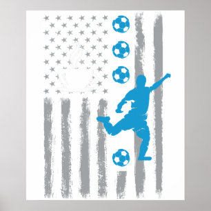 Kaffee Fußball- Vintage USA Amerikanische Flagge f Poster