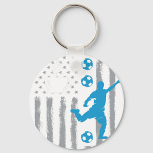 Kaffee Fußball- Vintage USA Amerikanische Flagge f Schlüsselanhänger