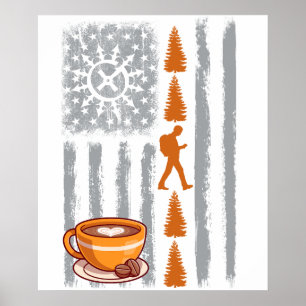 Kaffee-Geocaching- Vintage-USA-amerikanische Flagg Poster
