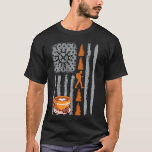 Kaffee-Geocaching- Vintage-USA-amerikanische Flagg T-Shirt