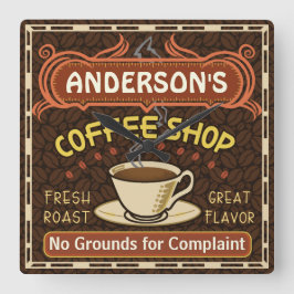 Kaffee-Geschäft mit der Tasse schaffen Ihr eigenes Quadratische Wanduhr