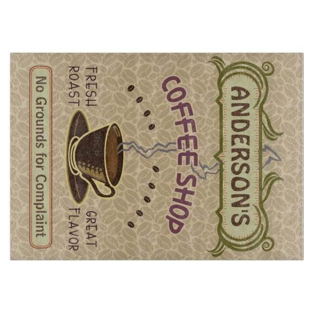 Kaffee-Geschäft mit Schale schaffen Ihr eigenes Schneidebrett (Vorderseite)