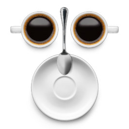 Kaffee Gesicht zwei Tassen Kaffee ein Saucer und L T-Shirt