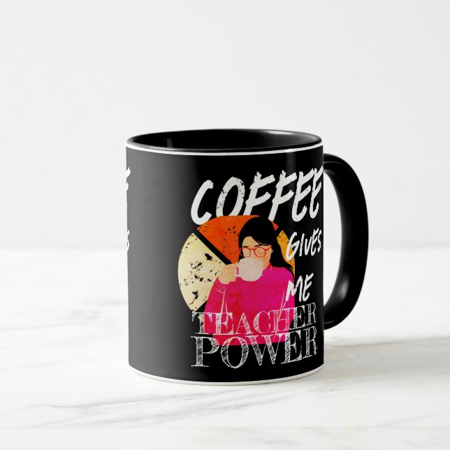 Kaffee gibt mir Power | Retro Funny Tasse (VorderseiteRechts)