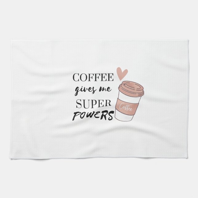 Kaffee gibt mir super Power Geschirrtuch (Horizontal)