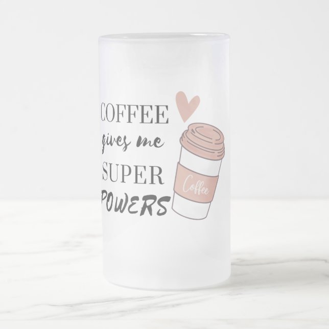 Kaffee gibt mir super Power Mattglas Bierglas (Mittel)