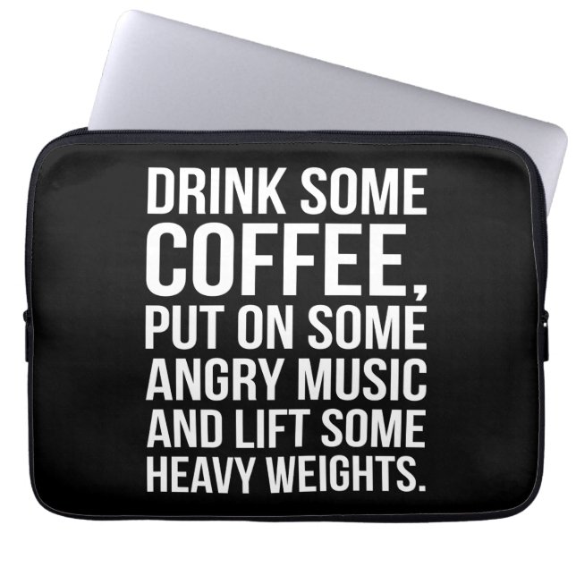 Kaffee, graue Musik, Schweres Gewicht - Funny Work Laptopschutzhülle (Vorderseite)