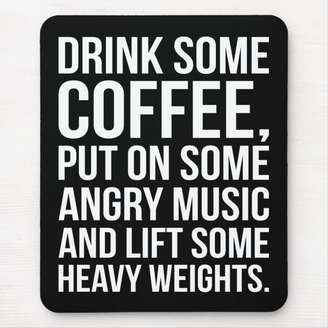 Kaffee, graue Musik, Schweres Gewicht - Funny Work Mousepad (Vorne)