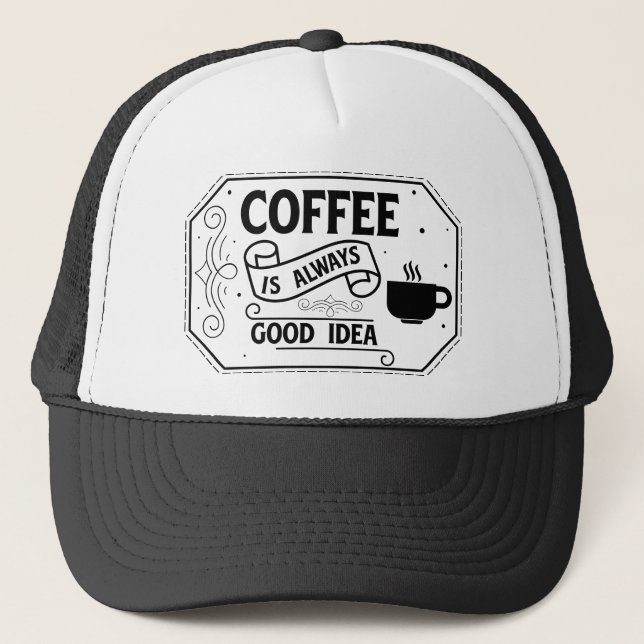 Kaffee gute Idee Mitarbeiter Wortkunst  Truckerkappe (Vorderseite)