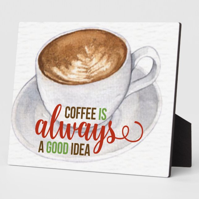 Kaffee Gute Idee Wasserfarben Typografie Fotoplatte (Seite)