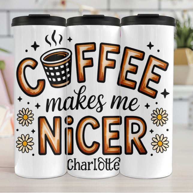 Kaffee & gute Sonden" - Whimsical Graphic Thermosbecher (Von Creator hochgeladen)