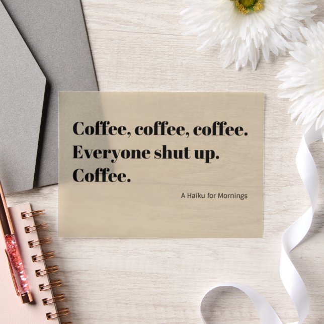 Kaffee Haiku für Morgenschwarze Typografie (Hochzeit)