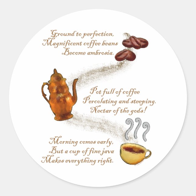 Kaffee Haiku Sticker (Vorderseite)