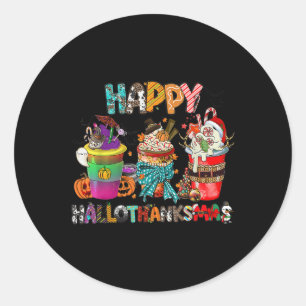 Kaffee Halloween Erntedank Weihnachtsfeier Happy H Runder Aufkleber