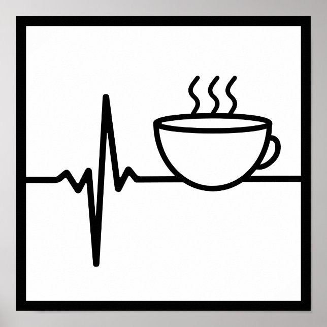Kaffee Herz Beat Line Kunst für Kaffee Lover Poster (Vorne)