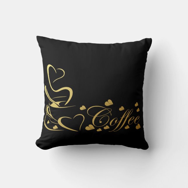 Kaffee Herz Gold Kissen (Vorderseite)