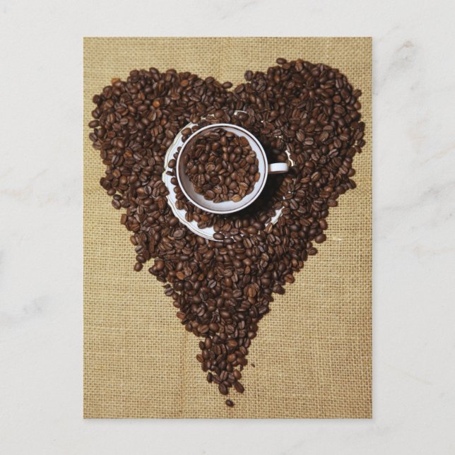 Kaffee Herz Postkarte (Vorderseite)