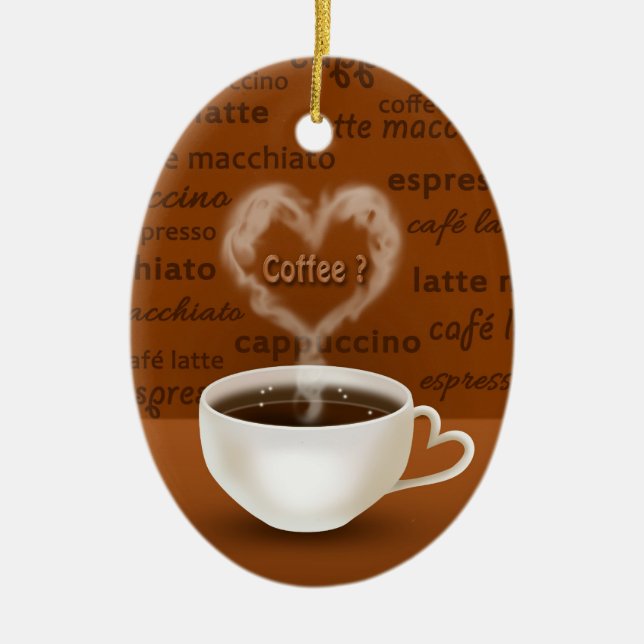Kaffee? Herz-Shaped Smoke Keramikornament (Vorne)