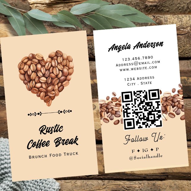Kaffee Herz Trendy QR-Code und Website Visitenkarte (Von Creator hochgeladen)