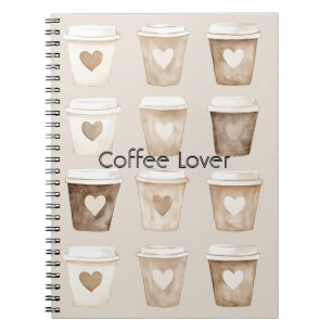 Kaffee-Herztassen mit Creme Notizblock