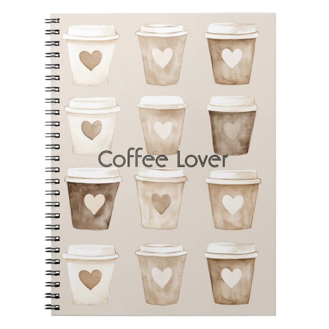 Kaffee-Herztassen mit Creme Notizblock (Vorderseite)
