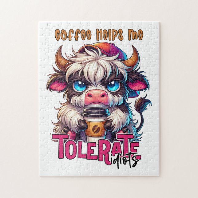 Kaffee hilft mir Idioten zu ertragen Puzzle (Vertikal)
