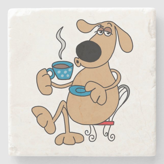 Kaffee Hund Marmor Stein Untersetzer (Vorderseite)