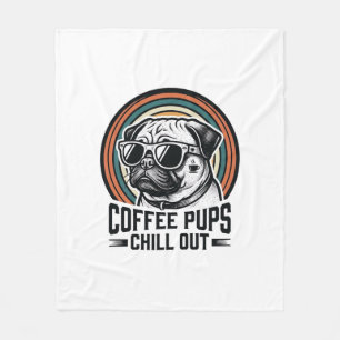 Kaffee-Hund-Shirt Retro Chill Pug Grafik_1 Fleecedecke