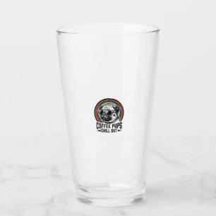 Kaffee-Hund-Shirt Retro Chill Pug Grafik_1 Glas