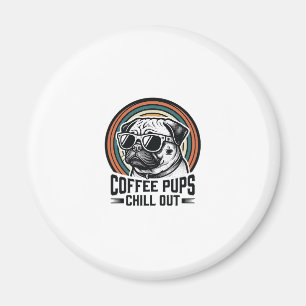 Kaffee-Hund-Shirt Retro Chill Pug Grafik_1 Magnet