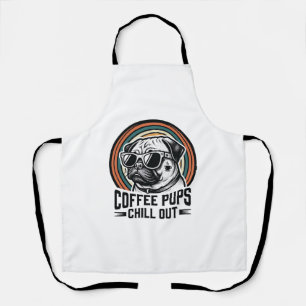 Kaffee-Hund-Shirt Retro Chill Pug Grafik_1 Schürze